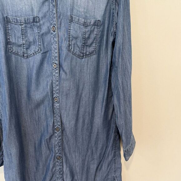 Rails Dark Wash Chambrah Denim Pullover Collared Shirt Midi Dress Sz Small 1650 - Picture 5 of 15